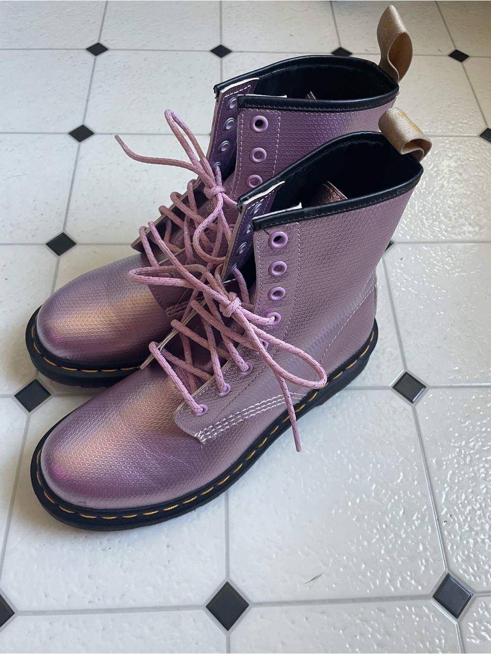 Lilac Metallic Lace-Up Doc Martens
